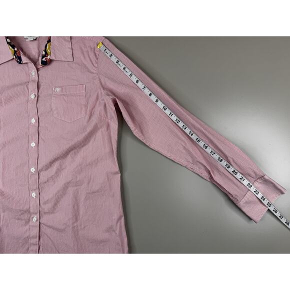 Ariat Womens XL Fitted Pink Stripe Kirby Stretch Button Down Shirt Flip Cuff - Picture 7 of 15